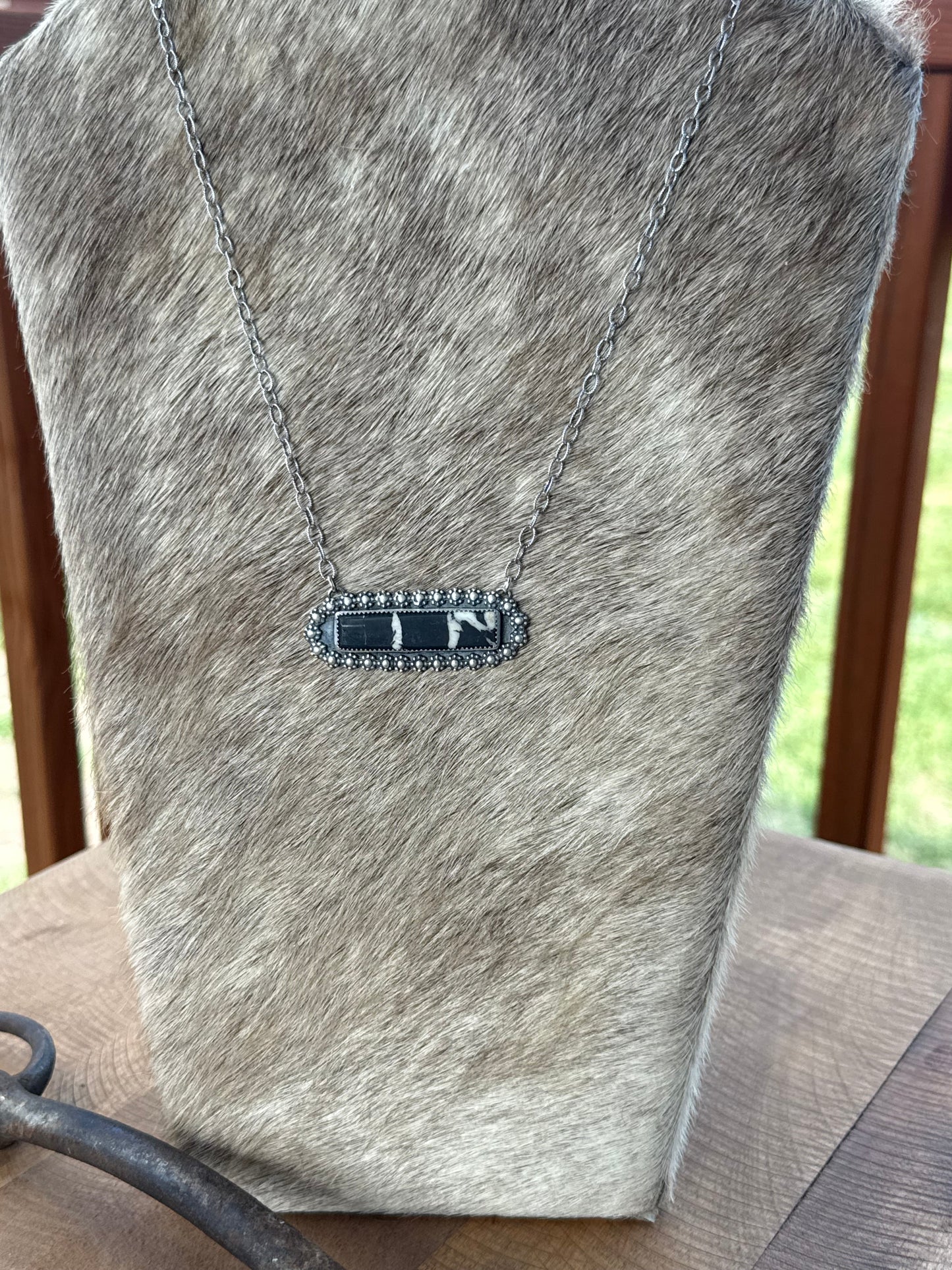 White buffalo Bar Necklace