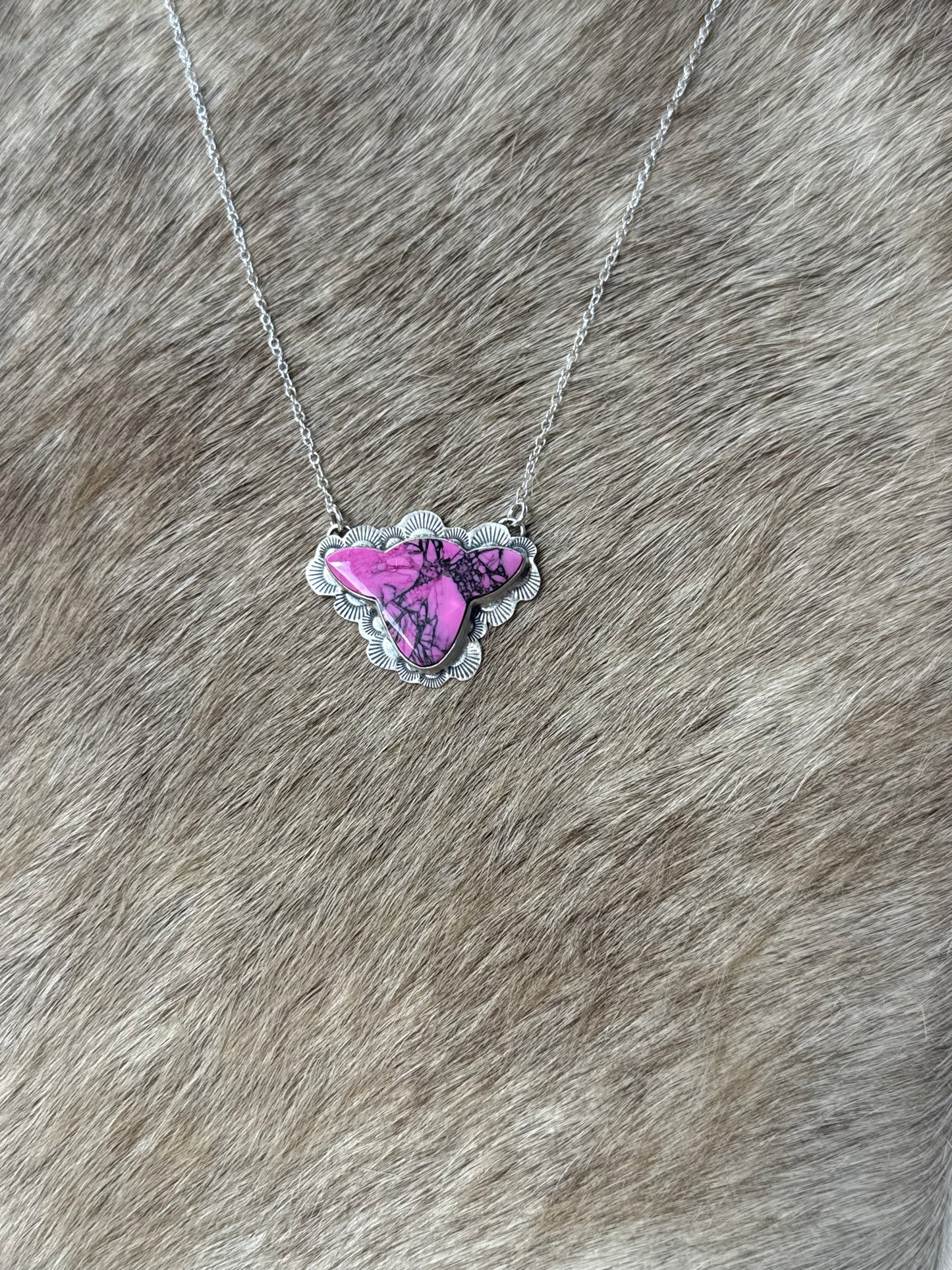 Pink cow head necklace