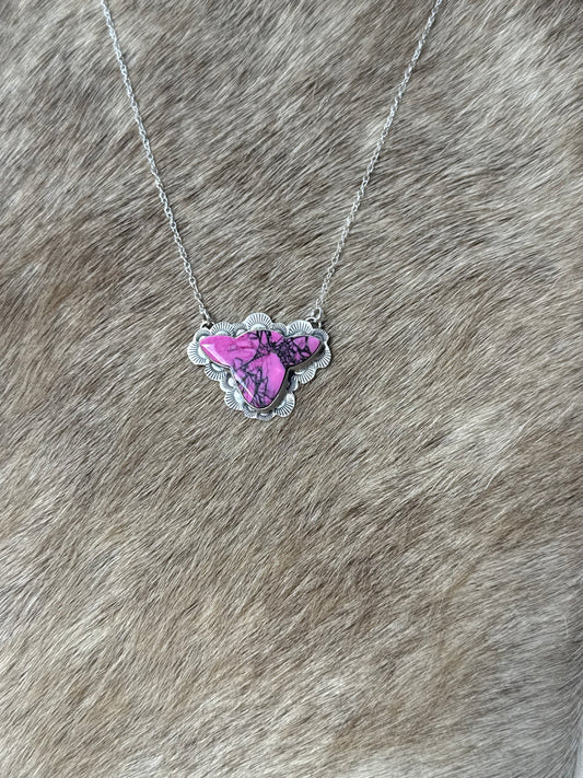 Pink cow head necklace
