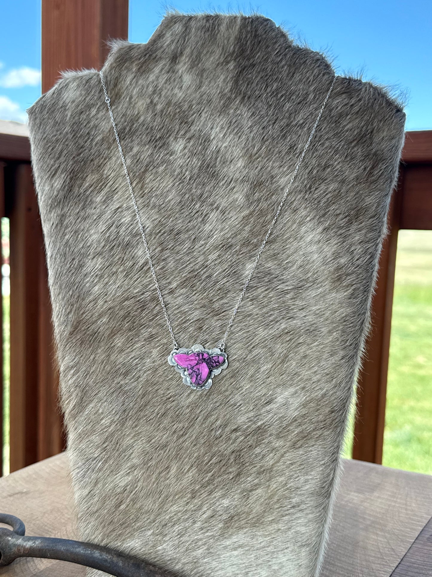 Pink cow head necklace
