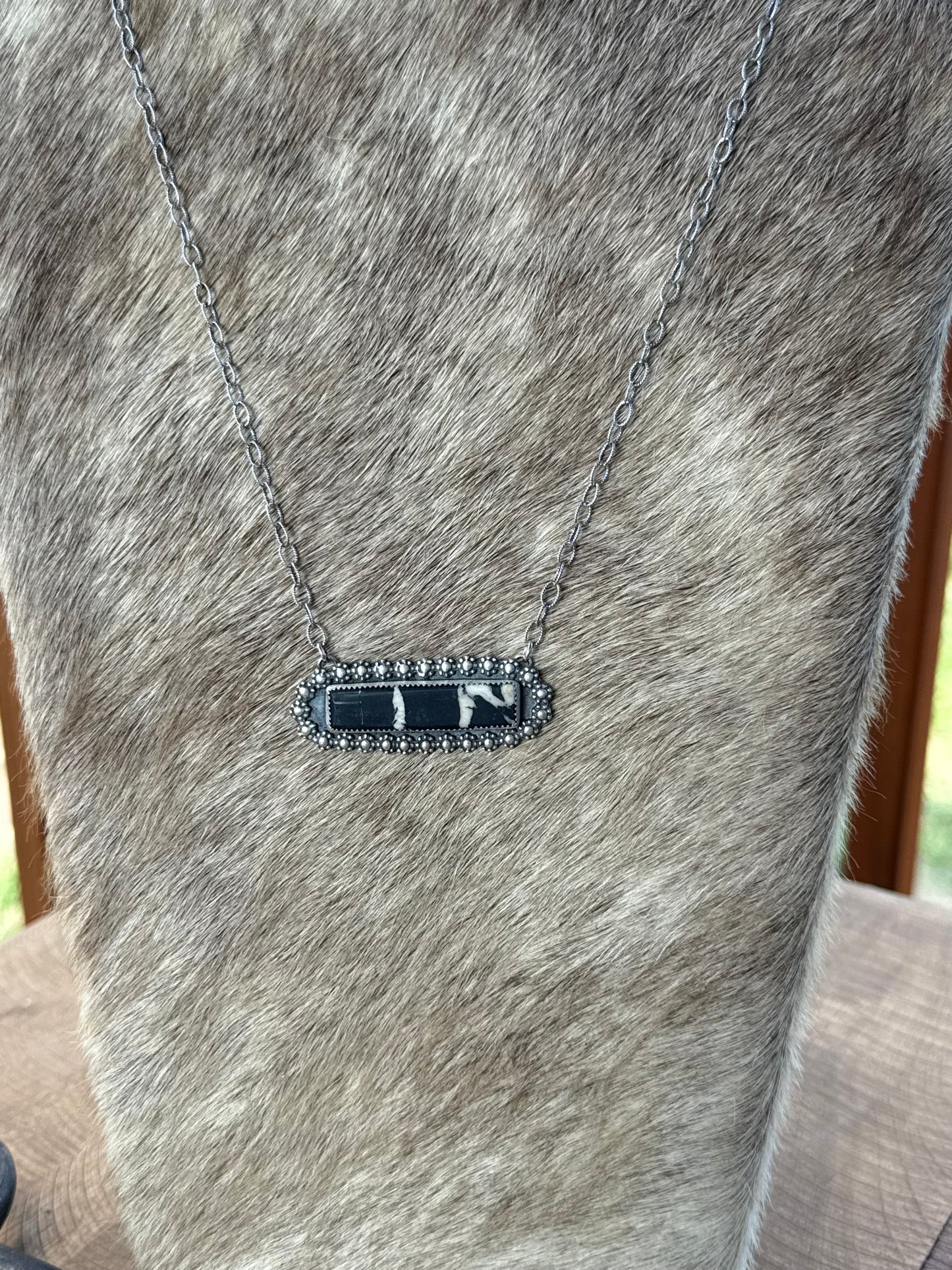 White buffalo Bar Necklace