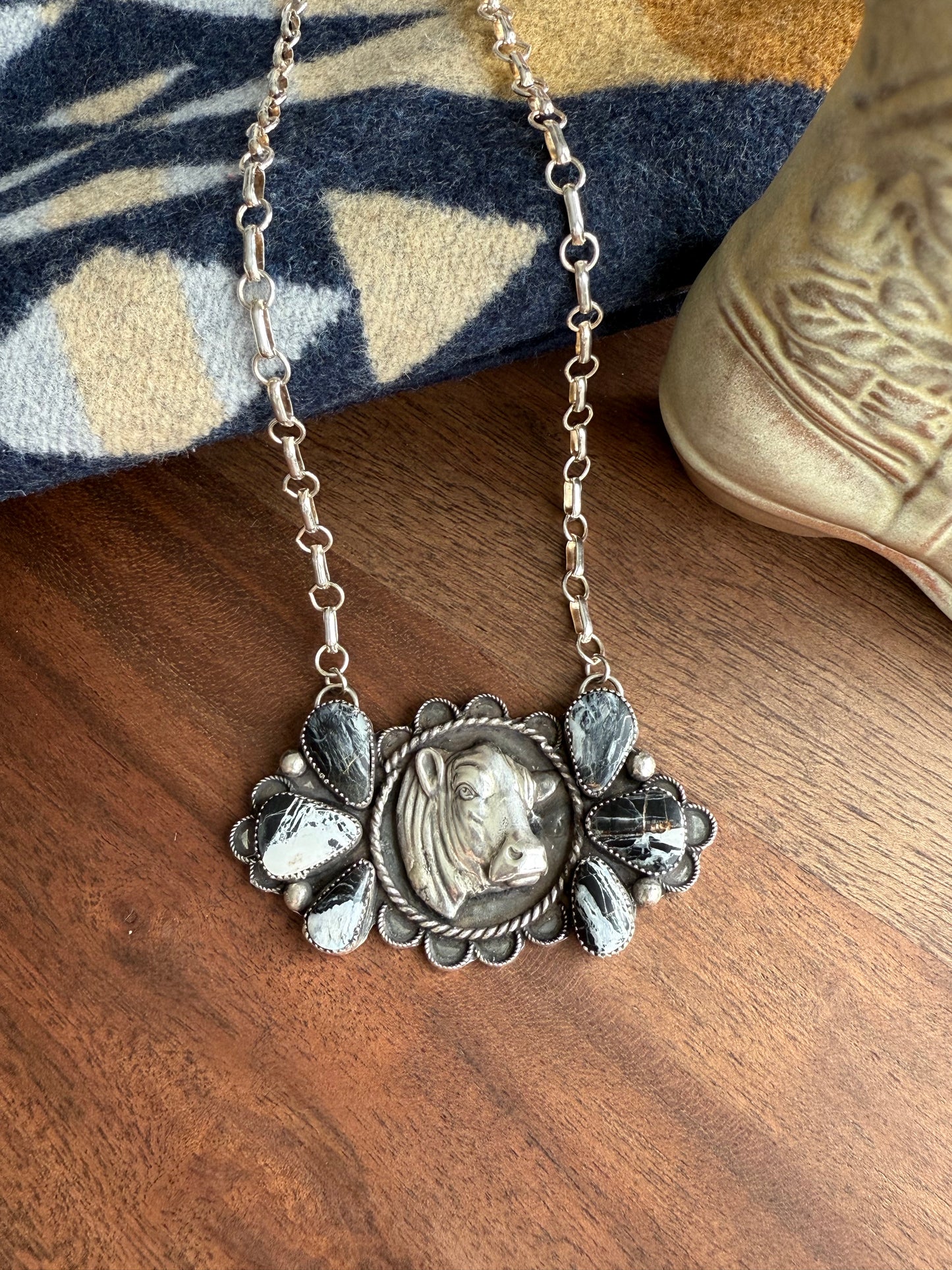 Bull head pendant - White Buffalo