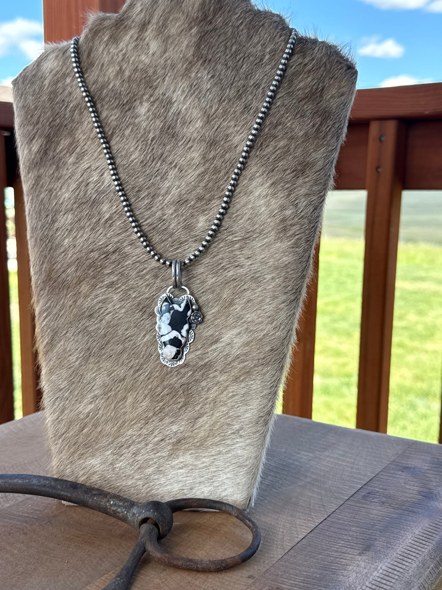 White Buffalo horse pendant